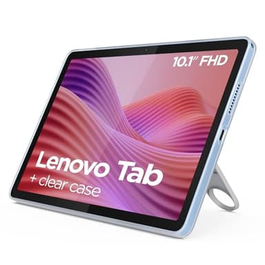 Lenovo Tab, Display 10.1" FHD, Processore Mediatek Helio G85, RAM 4GB, Memoria 128GB, WiFi 6, Tablet Android 14, Clear Case incluso - Polar Blue