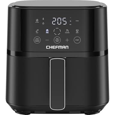 Friggitrice ad aria Chefman da 3,8 l, pasti facili e veloci, friggitrice aria piccola tecnologia Hi-Fry per maggiore croccantezza, comandi 4 preselezioni, cestello lavabile in lavastoviglie - Nero