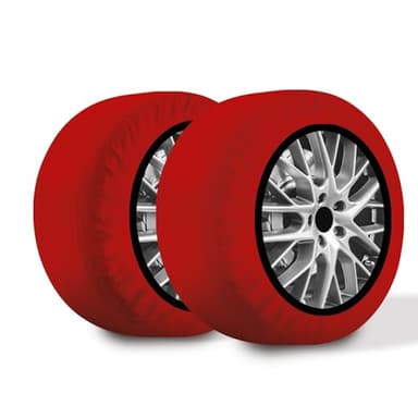R.Evolution Calze da Neve Omologate Italia RRR, 2 Calze, Taglia XL, Rosso, Catene da Neve Tessili per R14 - R21 (Misure per Pneumatici Dettagliate all'Interno)