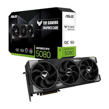 ASUS TUF Gaming NVIDIA GeForce RTX 5080 OC Edition, Scheda Grafica 16 GB GDDR7, 256 Bit, PCIe 5.0, HDMI, DisplayPort, Software GPU Tweak III, Nera, TUF-RTX5080-O16G-GAMING