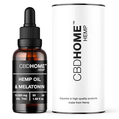 Olio di Semi di Canapa 20% + Melatonina - 50 ml - Base di Cocco e Semi di Canapa Biologici - Spremuto a Freddo - Senza Additivi - 100% Vegetale - Certificato Biologico UE