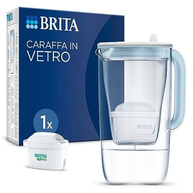BRITA Caraffa filtrante vetro (2.5L) incl. 1x filtro BRITA MAXTRA PRO All-in-1 che riduce cloro, calcare, PFAS e metalli - Caraffa premium