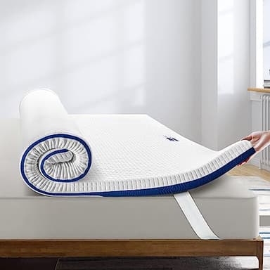Bedstory Topper Matrimoniale 160x190 cm Alto 7 cm, Materasso Correttore in Memory Foam con Gel, Coprimaterasso con 4 Angoli Elastici, Rimovibile e Lavabile