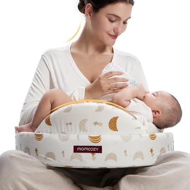 momcozy Cuscino per Allattamento con Sponde di Sicurezza, Memory Foam Ferma ed Elastico, Supporto Ergonomico Stabile, Cuscino Ampio, Fodera Rimovibile e Regolabile,Cielo Stellato