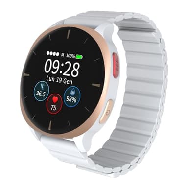 Audar E2 Monitor Salute Smartwatch, Bracciale Salvavita Anziani per Cadut e SOS GPS Allarme, 24/7 Battito,Pressione,SpO2,Temperatura, Report Benessere IA, Dati Tramite Piattaforma Cloud IoT,Senza App