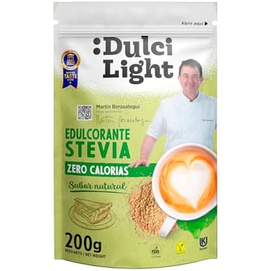 Dulcilight Dolcificante Stevia Zero 200gr Doypack Sapore Naturale 100% | 200gr = 2Kg di zucchero | Senza Glutine Keto Vegan Non OGM Zero Calorie | Senza Xilitolo o Eritritolo