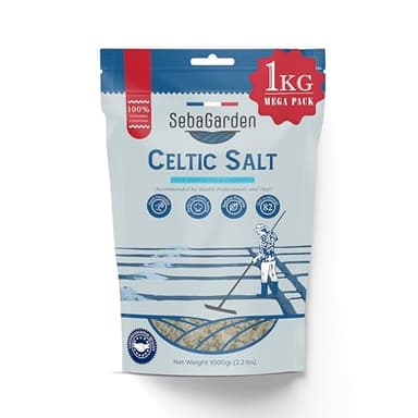 Seba Garden Celtic Sea Salt Grey, Confezione richiudibile di sale marino grigio biologico certificato da 1 kg, raccolto a mano, contenente oltre 82 minerali essenziali