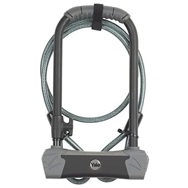 Yale Cavo di Massima Sicurezza YUL3C/14/230/1, Lucchetto a U 230 mm con Arco Rinforzato in Acciaio Ø14 mm, Serratura a Chiave ad Alta Resistenza, Cavo in Acciaio 1200 x 10 mm Incluso, per Bici e Moto