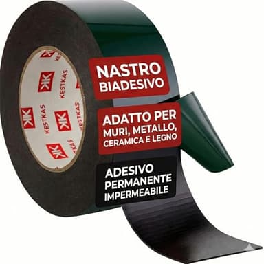 KESTKAS Nastro Biadesivo Extra forte 50mm x 10m Schiuma Nera per Muro PVC Metallo Vetro Legno | Biadesivo per muro Resistente Multifunzione per Interno Esterno per Casa e Auto