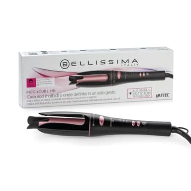Bellissima Imetec Ricci&Curl HD – Ferro Arricciacapelli per Ricci e Onde in un Gesto, Rotazione Automatica Bidirezionale & Ion Ceramic, Capelli Luminosi Senza Crespo