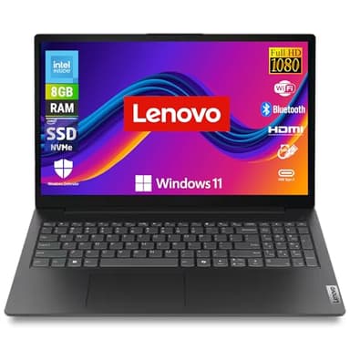 Lenovo - Notebook Pc Intel N100 4 Core fino a 3.4Ghz - Display 15,6" FHD - Ram 8Gb DDR5 SSD Nvme 256Gb - Hdmi, Usb 3.0, Wifi, Bluetooth, Webcam - Windows 11 Pronto all'uso con Libre Office