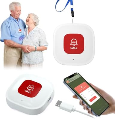 WiFi Pulsante Salvavita Anziani Sistema di Allarme di Emergenza per i Cittadini Anziani Pazienti Disabili Anziani (Supporto solo 2.4GHz Wi-Fi) (WiFi Pulsante (Non è necessario alcun ricevitore))