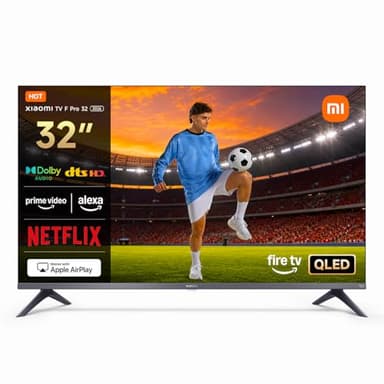 XIAOMI TV F Pro 32, 32 pollici (81 cm), QLED, Smart TV, Fire TV, Triple Tuner DVB-C/S/S2/T/T2,Dolby Audio, DTS Virtual:X, DTS-HD, Controllo Vocale Alexa, Compatibile con Apple AirPlay