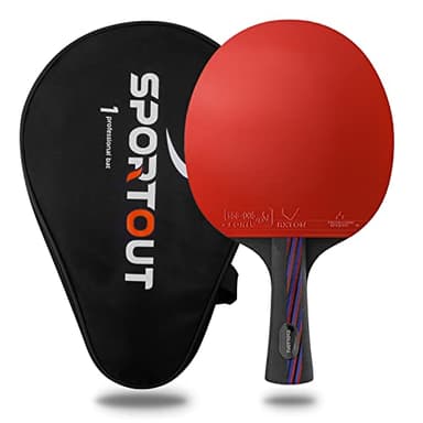 Sportout Racchette Ping Pong - 7 Strati, ITTF Approva la Gomma Racchetta da ping pong, Spugna 2mm Racchetta da Ping Pong Professionale per Allenamento e Competizione Insieme a Custodia (Style-1)