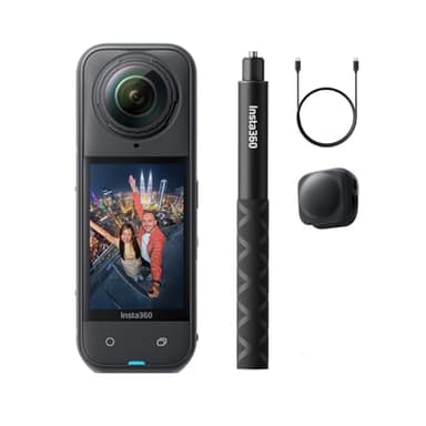 Insta360 X5 Pack Get Set - Camera Impermeabile 8K 360º, Superba in Bassa Luce, Selfie Stick Invisibile, Obiettivi Sostituibili, Batteria con Autonomia 3 ore, Cover Antivento, Stabilizzazione