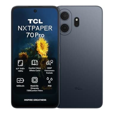 TCL Smartphone Android NXTPAPER 70 Pro 5G, Smartphone con display NXTPAPER 4.0 da 6,9", fotocamera 50MP OIS, 512GB+8GB, chipset Dimensity 7300, colore blu stellare