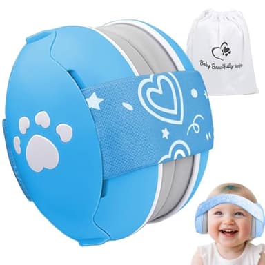 YANKUIRUI Cuffie Antirumore per Bambini con Riduzione del Rumore, Protezione Acustica Professionale per Bambini da 0 a 36 Mesi, Riduce i Danni All'udito e Migliora il Sonno, Blu