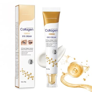 Contorno occhi antirughe, Crema contorno occhi per eliminare borse e occhiaie, Con collagene, glicerina e acido ialuronico, Trattamento anti età per zona perioculare visibilmente freschi,20g