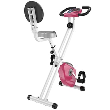 HOMCOM Cyclette da Camera Pieghevole con 5 Posizioni Regolabili e 8 Livelli di Resistenza Magnetica, Struttura a X, 43x97x109cm, Rosa e Bianco