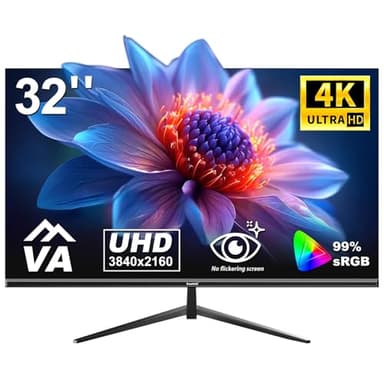 Gawfolk Monitor 32 Pollici 4K 60 Hz PC Schermo Senza Cornice per Computer (3840 × 2160p)Tecnologia Eye Care, Supporta VESA, HDMI, DP