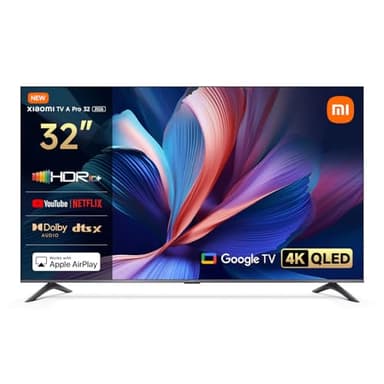 XIAOMI TV A Pro 32, 32 pollici (81 cm), QLED, Smart TV, Google TV, Triple Tuner DVB-C/S/S2/T/T2,Dolby Audio, DTS Virtual:X, DTS-HD, Controllo Vocale, Compatibile con Apple Airplay & Google Cast