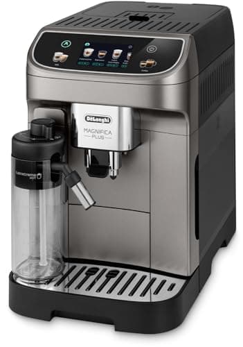 De'Longhi Magnifica Plus ECAM320.70.SB, Macchina Caffè Automatica, Sistema LatteCrema Hot per Cappuccino Automatico, Display a Colori Full-touch, Funzione Extra Shot, Funzione x2, Nero Titanio