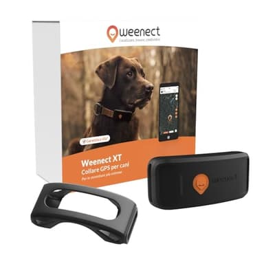Weenect Cane XT - Localizzatore GPS per Cani Senza Collare | Impermeabile | Antenna XL | Portata Illimitata | Garanzia a Vita | Abbonamento Necessario