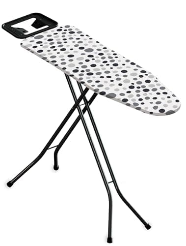 MENKËLL - Asse da Stiro 33x110 cm - Salvaspazio, Pieghevole, in Acciaio - Poggiaferro Integrato, Piedi Antiscivolo, Altezza Regolabile (POIS)
