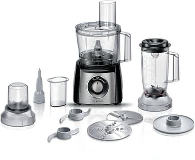 Bosch Robot da Cucina Multifunzione Compatto MCM3501M, Oltre 50 Funzioni, 800 W, Ciotola 2,3 L, Accessorio Frullatore e Tritatutto Inclusi, Tanti Accessori per Macinare, Affettare, Impastare, Nero