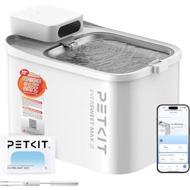 PETKIT EVERSWEET MAX 2 Fontanella per Gatti Senza Fili, 3L Fontana per Gatti con Sensore, Lavabile in Lavastoviglie, 25dB Ultra Silenziosa, Controllo App Intelligente, 5000 mAh Grande Autonomia