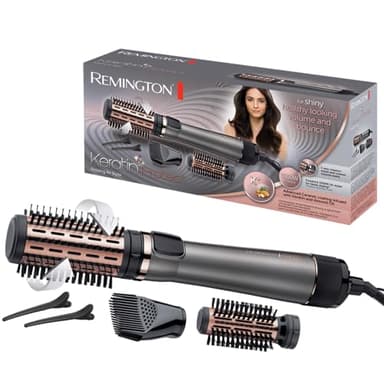 Remington Spazzola rotante per capelli, Asciugacapelli, 1000 W, Setole Morbide (40/50 mm), 2 Velocità e Temp, Rivestimento in Ceramica con Cheratina e Olio di Mandorle, Keratin Protect AS8811