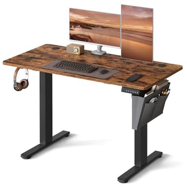 SONGMICS Scrivania Regolabile in Altezza Elettrica, 120 x 60 cm, Scrivania Elettrica, Tavolo con Memoria per 4 Altezze, Porta USB-C, Marrone Vintage LSD132K01