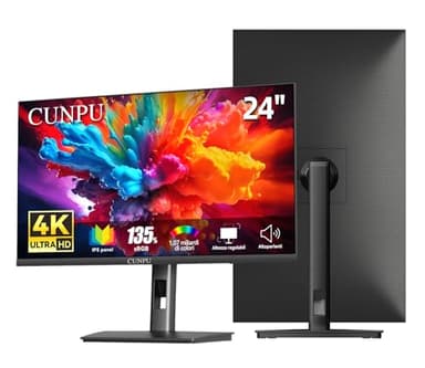 CUNPU 4K Monitor (4K UHD, nero, 24 pollici)