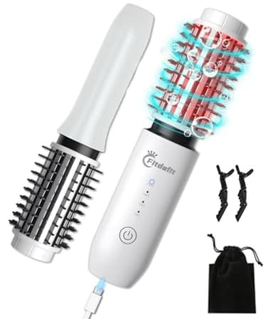 Fitdafit Spazzola per Arricciacapelli Senza Fili, Thermal Brush Ionico, Spazzola Arricciacapelli, Lisciante e Arricciacapelli, Ferro Aarricciacapelli Portatile, Spazzola Termica 3 in 1, Ricaricabile