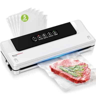 Bonsenkitchen Macchina Sottovuoto per Alimenti 4 in 1 - Macchina Sottovuoto per La Cottura Sottovuoto e La Conservazione di Alimenti Freschi, Con Modalità Vuoto Esterno