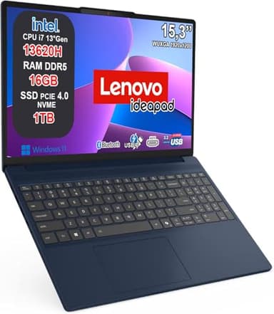 Lenovo Pc Portatile, Notebook i7 13620H, 16GB RAM DDR5, SSD 1TB, Display 15,3" WUXGA IPS, Computer Portatile, Laptop con Win11 Pro, Tastiera Retroilluminata, Ideapad Cosmic Blue EXCLUSIVE EDITION