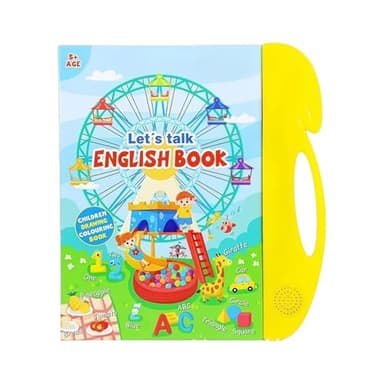 Libro Sonoro con Parole in Inglese, Giocattolo Educativo per Imparare l'Inglese, Parlante Interattivo per Bambini dai 3 Anni, 26x20x1.5 cm