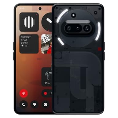 Nothing Phone (3a) 128 GB - Handy mit Essential Space, 50-MP-Hauptkamera, 32-MP-Frontkamera, 30-facher Ultra-Zoom, 8 GB RAM, Langer Akkulaufzeit und 6,77 Zoll Flexibles FHD+ AMOLED-Display - Schwarz