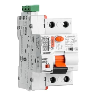 Interruttore Differenziale Tipo F Riarmo Automatico 25A, RCCB Salvavita Classe F Riarmabile, 1P+N 6kA 30mA 0.03A, 3 Moduli DIN, 3 Tentativi (10s/60s/300s)