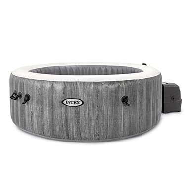 Intex 28440EX - PureSpa Vasca Idromassaggio Gonfiabile Greywood Deluxe, 4 posti, 140 Getti, Riscaldatore, PVC, Grigio, 196x71 cm