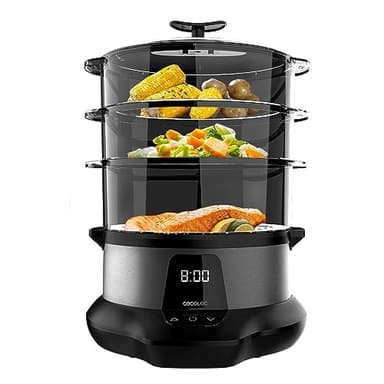 Cecotec Vaporiera Elettrica VapoVita 3000 Pro. Cucina a Vapore e Conserva Nutrienti e Vitamine. 1000 W, Digitale, Capacità 1 L, 3 Contenitori, Componenti Non Elettrici Lavabili in Lavastoviglie.
