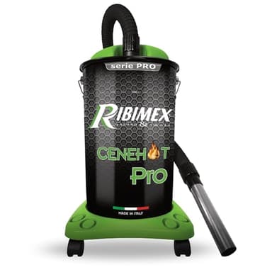 Ribimex Aspiracenere Elettrico Cenehot Serie Pro per Ceneri Calde fino a 40 Gradi, con Filtro HEPA Speciale, Bidone da 25 L, Potenza 1200 W, Ideale per Stufe, Caminetti e Barbecue - PRCEN005