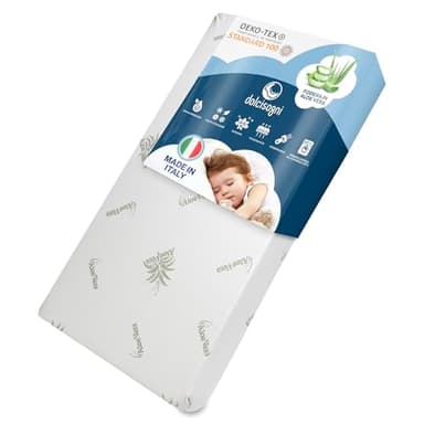 DOLCI SOGNI Materasso Lettino 60x120 cm Spessore 14 cm, OEKO-TEX® e CertiPUR™ Materasso Culla Bambino per Lettino Neonati, Fodera in Aloe Vera Sfoderabile e Lavabile, Materasso Lettino Neonato