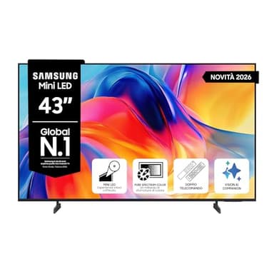 Samsung Smart TV 43" UE43M72HAUXZT Mini LED 4K, HDR 10+, Motion Xcelerator 144Hz, Dynamic Sound Pack, Gaming Hub, Pure Spectrum Color, Knox Security, Voice Control with AI(VAC), Vision AI, 2026