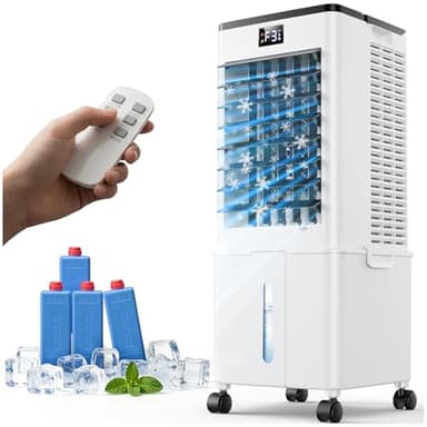 Condizionatore Portatile senza tubo 10L Migliorato, Raffrescatore d'Aria 4 in 1, 3 Velocità, Timer 1-12h, 3 Modalità, Telecomando, Oscillazione 60°, per Camper, Casa, Ufficio(Nero e bianco opaco)