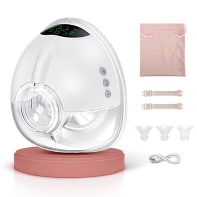 Lulia Tiralatte Elettrico Indossabile 4 Modalità e 9 Livelli, 350 mmHg Forte Potenza di Aspirazione, senza BPA, Funzioni di Memoria, Portatile Tiralatte con 4 17/19/21/24mm Flange (Bianco-1 Pezzo)
