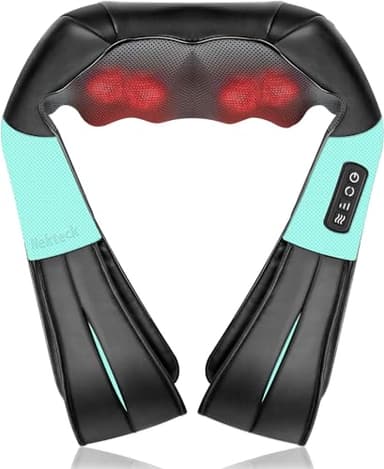 Nekteck 3D massaggiatore collo e spalle con un calor suave, tejido profundo massaggiatore cervicale collo spalle e schiena, Godere massaggio cervicale collo e spalle in casa, in ufficio e in auto