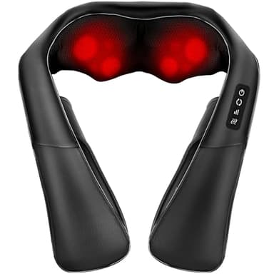 Massaggiatore Cervicale e da Schiena Collo Piedi Massaggiatore Shiatsu 4D Tre Velocità Terapia Riscaldamento Cambio Direzione (Nero, PU-Leder)