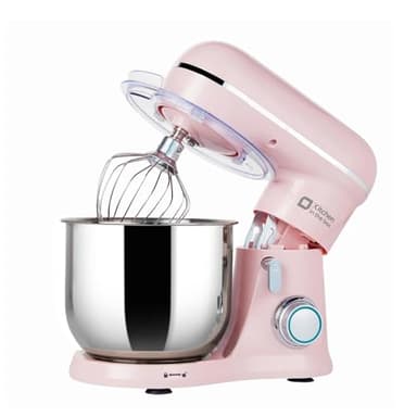 Kitchen in the box Impastatrice Planetaria, 3,5L Piccolo Planetaria Professionale, 10 Velocità Impastatrice Pizza con Uncino Impastatore, Mescolatore, Frusta Sbattitric(Rosa)