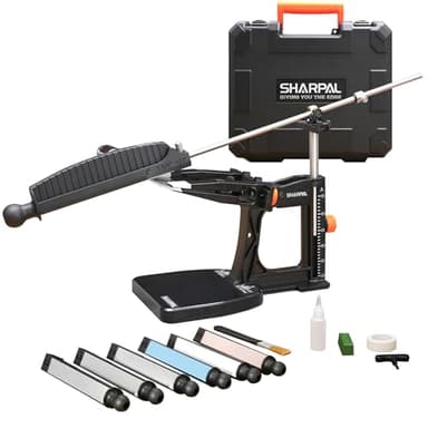 SHARPAL 202H Sistema di Affilacoltelli Professionale – Affilatore ad Angolo Regolabile 10°–35° con 7 Abrasive (Diamante 220/325/600/1000, Cote 3000/6000, Coramella) e Custodia, Regalo Festa del Papà